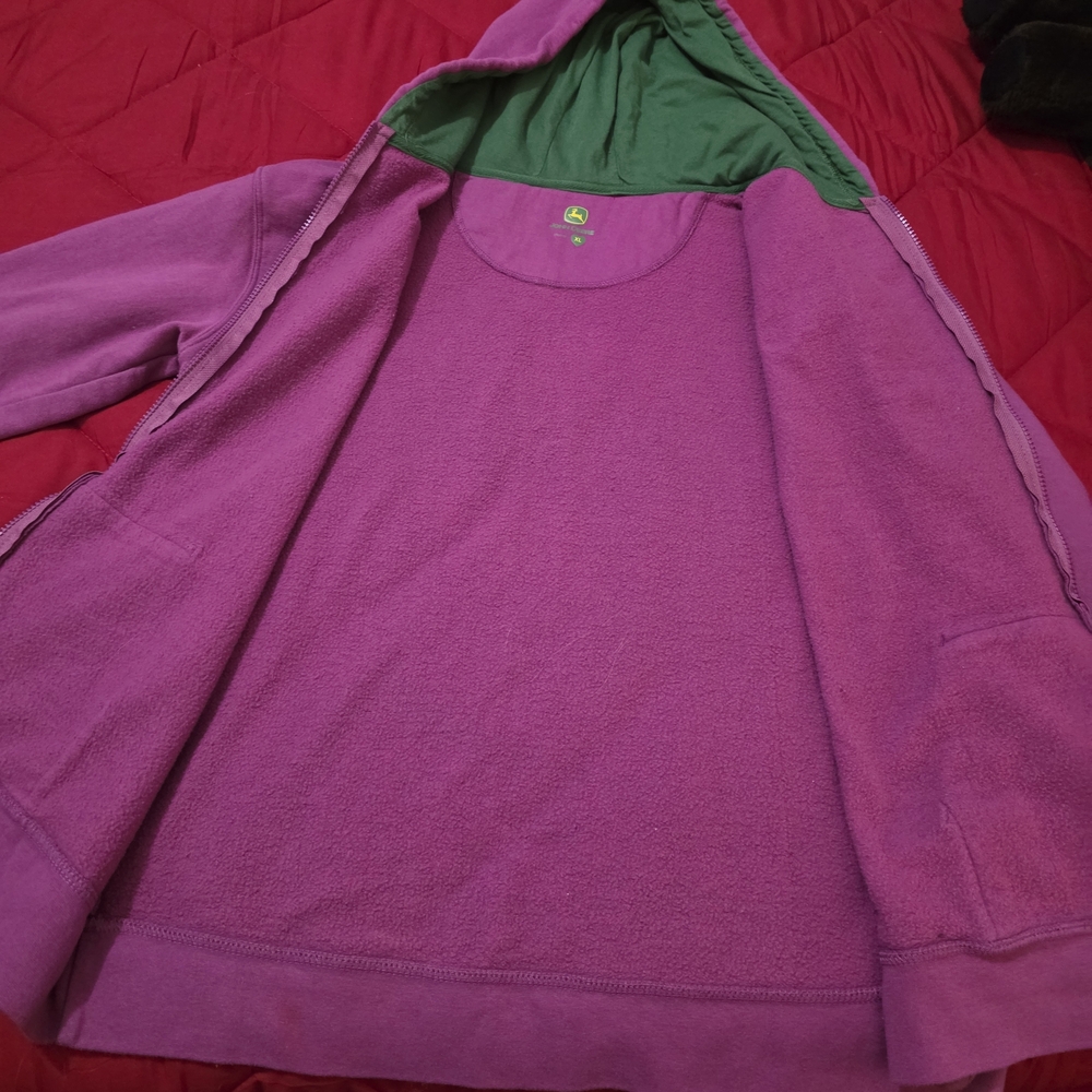 John Deere Purple Zip-Up with Green Logo - Picture 6 of 9